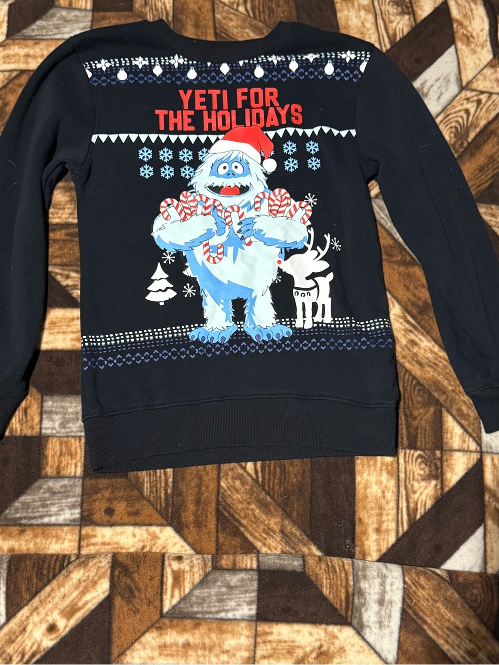 Hybrid Apparel Black Holiday Yeti Graphic Crewneck Sweatshirt